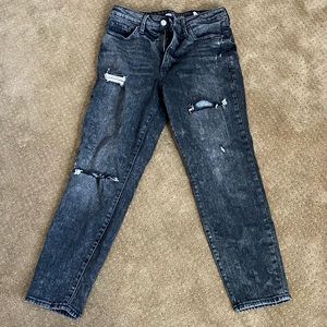 dark washed, straight jeans